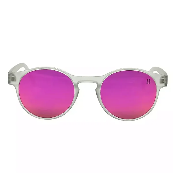Oculos de Sol Round - Transparente Fosco C/ Rosa Espelhado