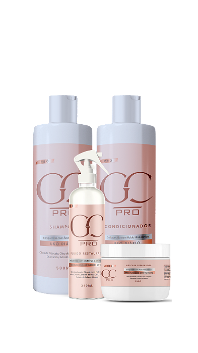 KIT Shampoo 500ml + Condicionador 500ml+ Máscara Reconstrutora 300g + Fluido 240ml