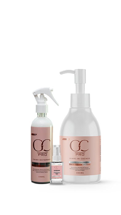 KIT Leave-in Cachos 500ml + Fluido Restaurador 240ml + Óleo Reparador 30ml