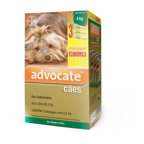 Antipulgas Advocate Cães até 4kg 3 pipetas