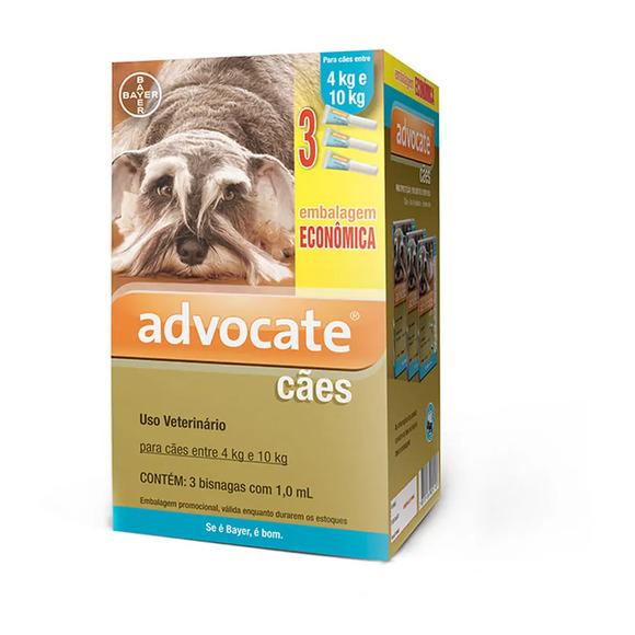 Antipulgas Advocate Cães 4 a 10kg 3 pipetas