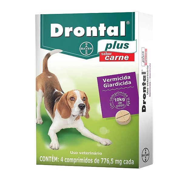 Drontal Plus Sabor Carne 4 Comprimidos Ate 10kg