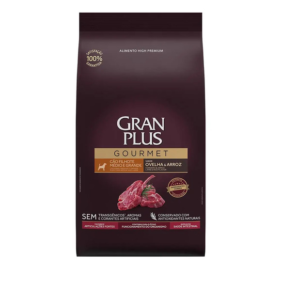 Ração GranPlus Gourmet Cães Filhotes Médio e Grande Ovelha e Arroz 15 kg