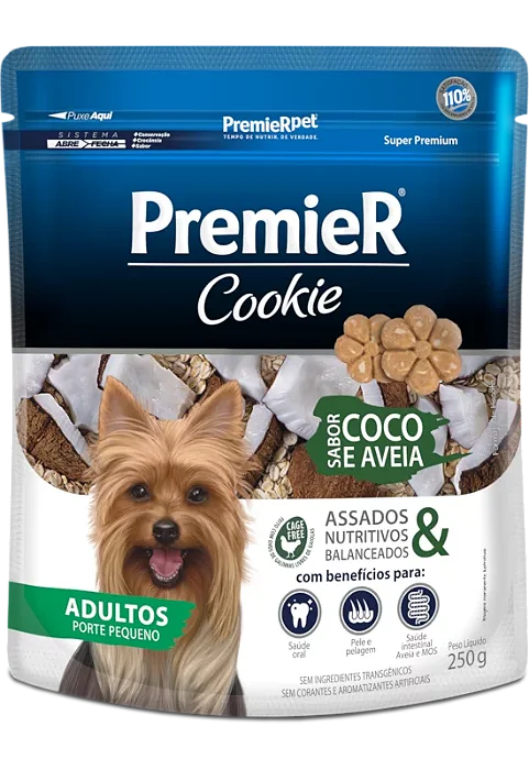 Premier Cookie Caes Ad. Racas Peq. Coco E Aveia 250g