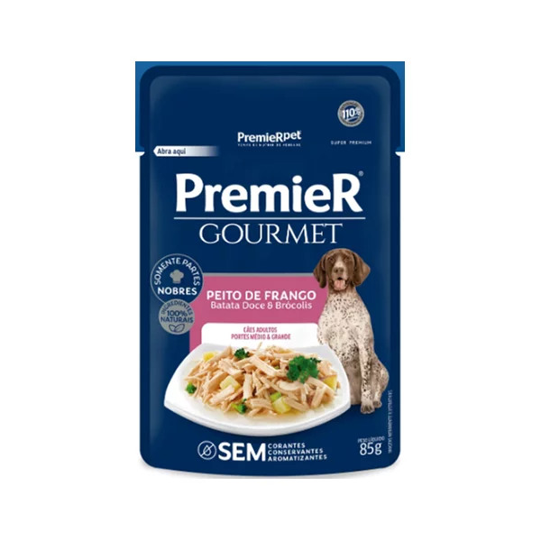Premier Gourmet Caes Ad Med/gd Porte Frango 85g *