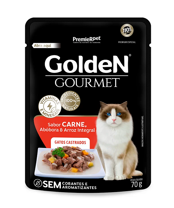 Golden Gourmet Gatos Ad Cast Carne 70g *