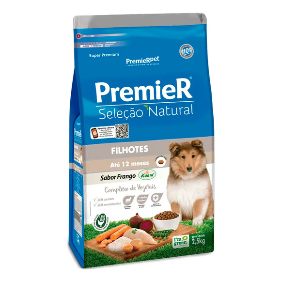 Ração Premier Seleção Natural Cães Filhotes Frango 2,5 kg