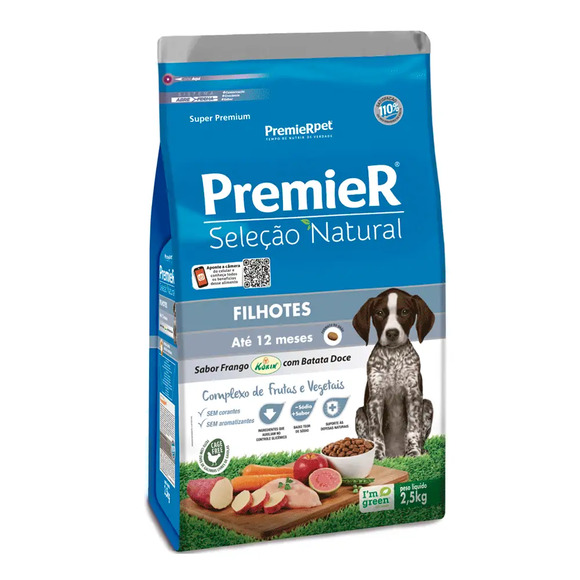 Ração Premier Seleção Natural Cães Filhotes Frango com Batata Doce 2,5 kg