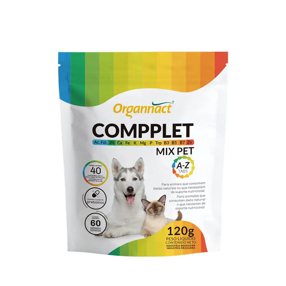 Suplemento Compplet Mix Pet A-Z Tabs 60 tabletes Organnact 120 g