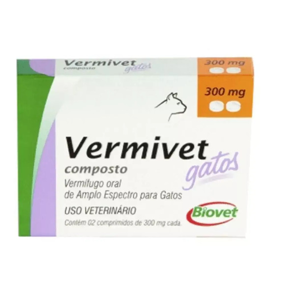 Vermífugo Vermivet Gatos Biovet 300 mg