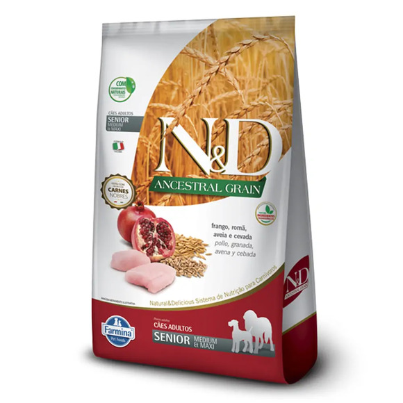 Ração N&D Ancestral Grain Cães Sênior Medium e Maxi Frango 10,1 kg