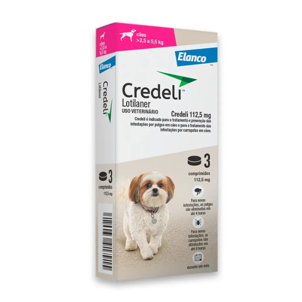 Antipulgas Credeli 112,5mg Cães 2,5 a 5,5kg 3 comprimidos