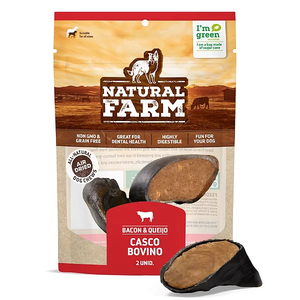 Casco Bovino Recheado Natural Farm Bacon e Queijo para Cães com 2 Unidades