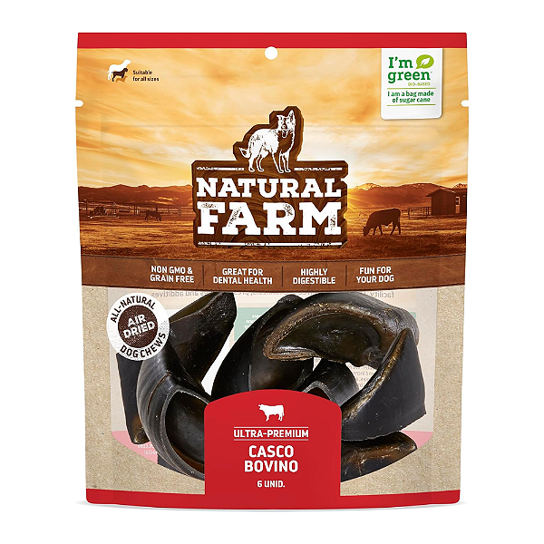 Osso Casco Bovino com 6 Unidades para Cães Natural Farm