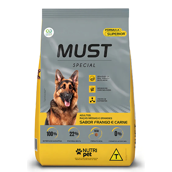 Ração Must Special Adulto Raças Médias e Grandes Frango e Carne 15 Kg