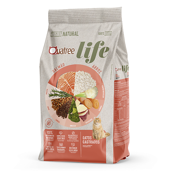 Quatree Life Gatos Cast. Salm/arroz 3kg