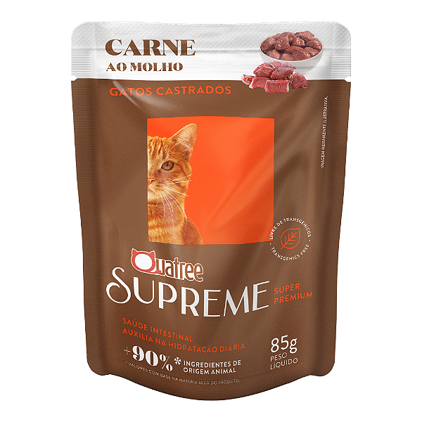 Ração Úmida Quatree Supreme Carne para Gatos Castrados 85g