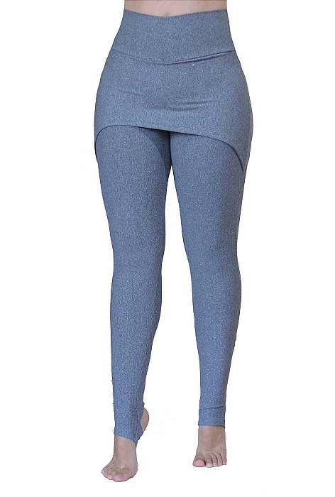 Calça Legging Saia Fitness + Pezinho Cinza Mescla