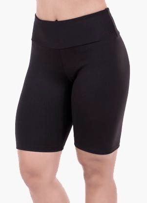 Bermuda Fitness Confort Preta - Cintura Média