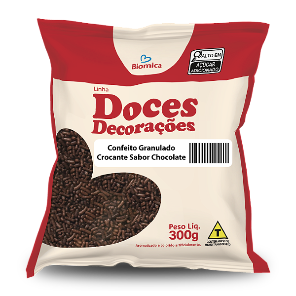 Confeito Granulado Crocante 300g Sabor Chocolate