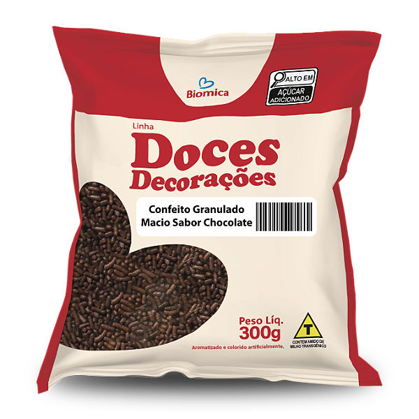 Confeito Granulado Macio 300g Sabor Chocolate