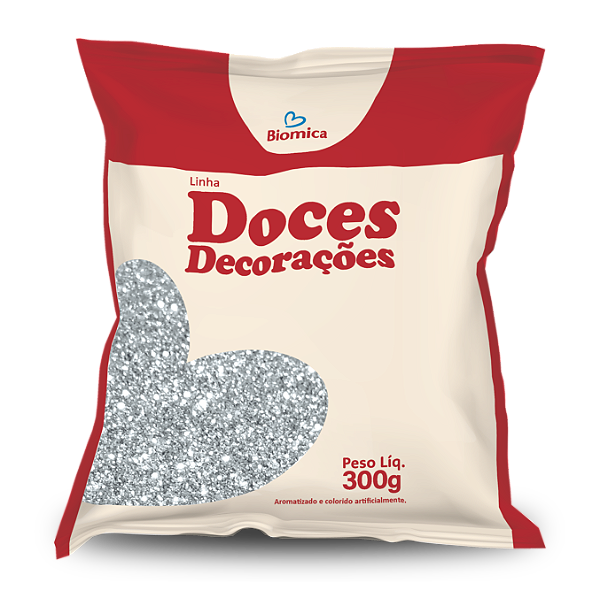 Açúcar Glitter Prata 300g