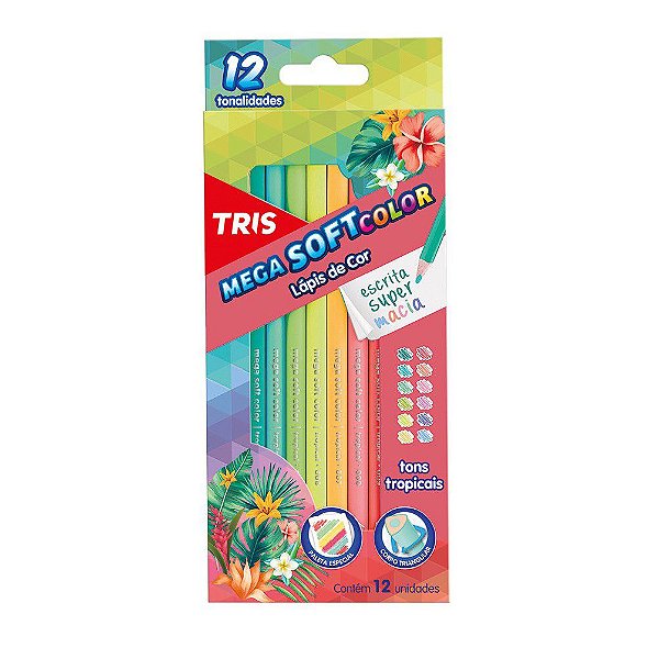 Lápis De Cor TRIS Mega Soft Color Tons Tropicais 12 Cores