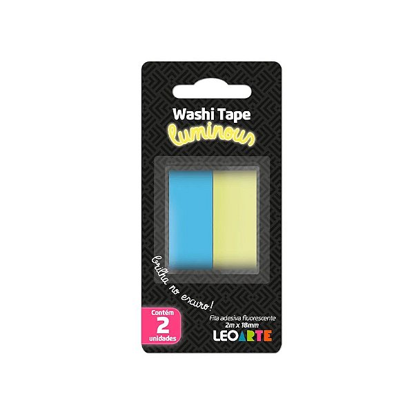 Washi Tape Luminous  Fita Decorativa Brilha no Escuro LeoArte Fita Adesiva Fluorescente | 2 unidades