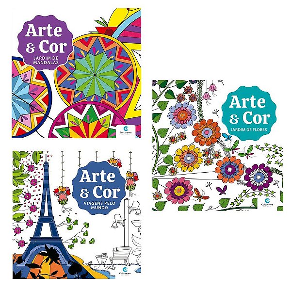 Livro para Colorir Arte e Cor Mandalas/Viagens/Flores Culturama