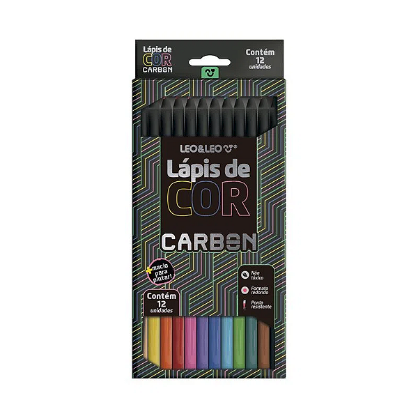 Lápis de Cor Carbon 12 Cores Leo&Leo