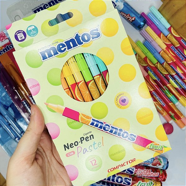 Canetinha Hidrográfica Neo-Pen Mentos 12 Cores Pastel Compactor - Cute Cat  Papelaria