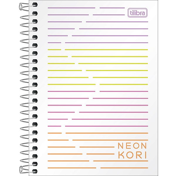 Caderneta Espiral Neon Kori Capa Plástica 1/8 Sem Pauta 80 Folhas Coloridas Tilibra