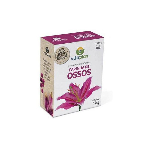 Fertilizante Orgânico Farinha de Ossos - Caixa 1Kg - Vitaplan