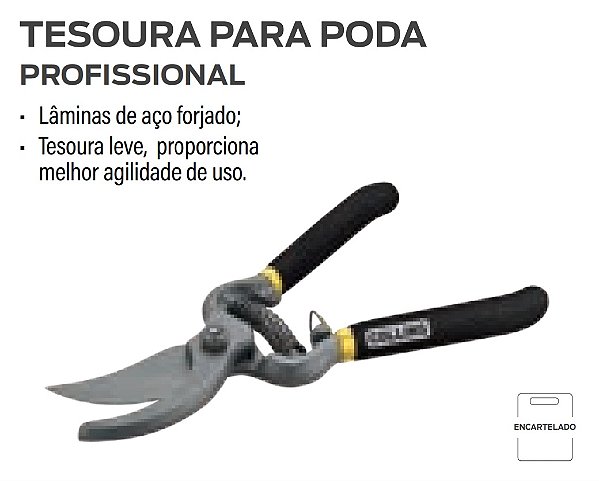 Tesoura de Poda profissional 20,5cm Aço Forjado