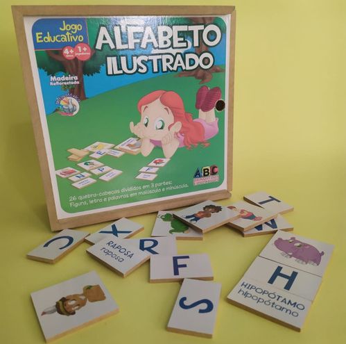 Brinquedo Educativo Infantil Alfabeto Ilustrado Escreva e Apague