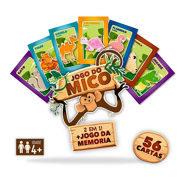 Jogo De Cartas Mico 2 em 1 Pais e filhos