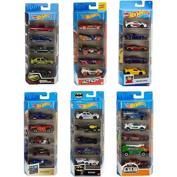 Carrinhos - Hot Wheels - Pacote com 5 Carros - Sortidos - Mattel