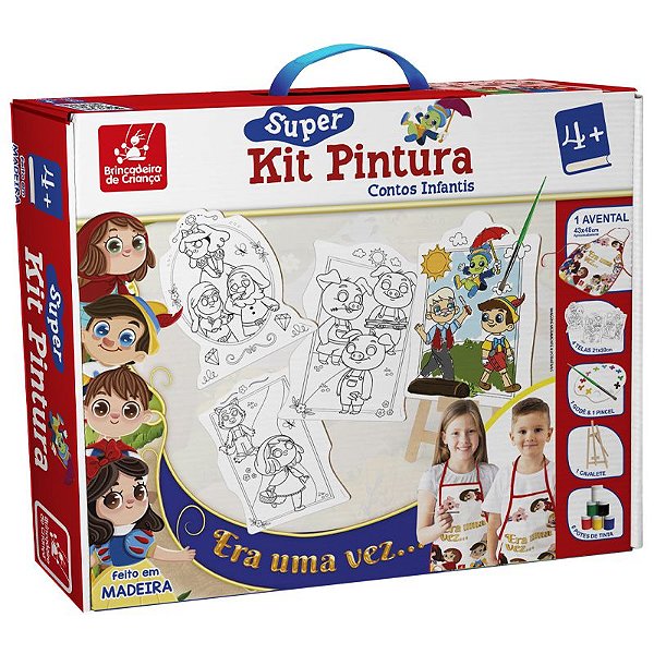 Kit Pintura Dinos com Cavaletes Tintas Telas Jogo Infantil