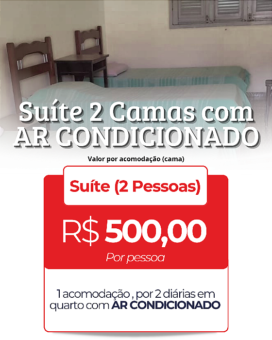 1 Acomodação em Suite - 2 camas com AR CONDICIONADO