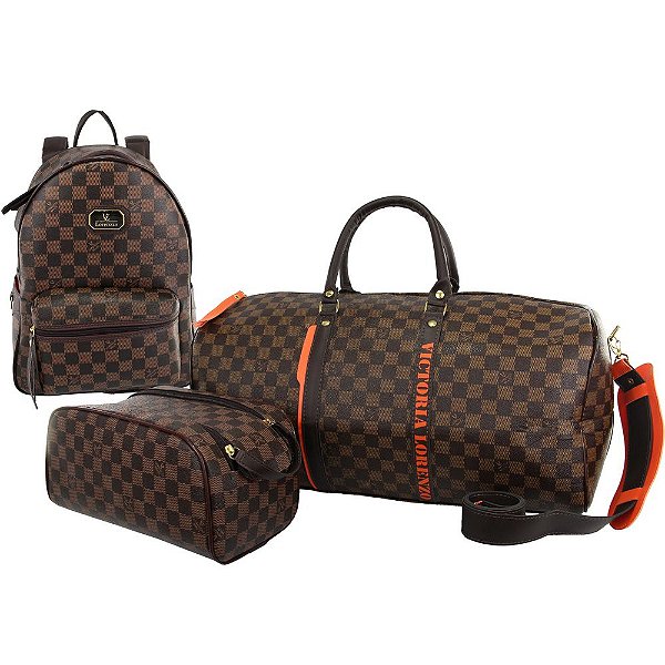 Kit Necessaire Grande Louis V. Xadrez + Mochila Masculina/feminina