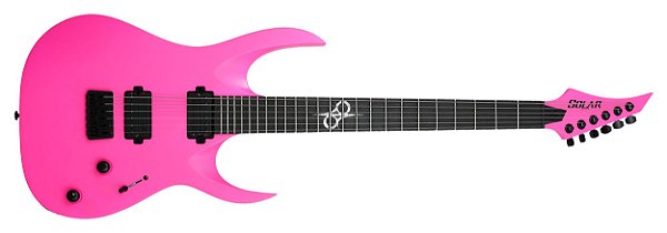 Guitarra elétrica 6 cordas Solar A2.6PN rosa neon fosco