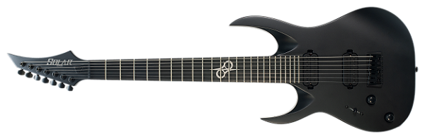 Guitarra elétrica 7 cordas Solar A2.7C LH canhota preto carbono fosco