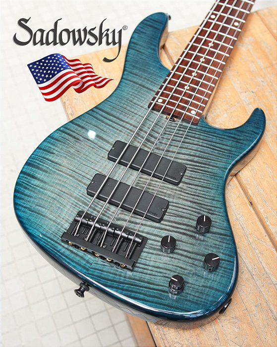 Contrabaixo Sadowsky 5c NYC 2019 flamed peacock blue