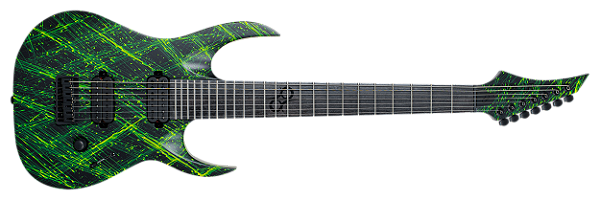 Guitarra elétrica 7 cordas Solar A2.7CLN Canibalismo Black Lemon Neon