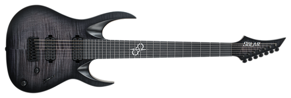 Guitarra elétrica 7 cordas Solar A1.7RHFBB Flame Black Burst Matte