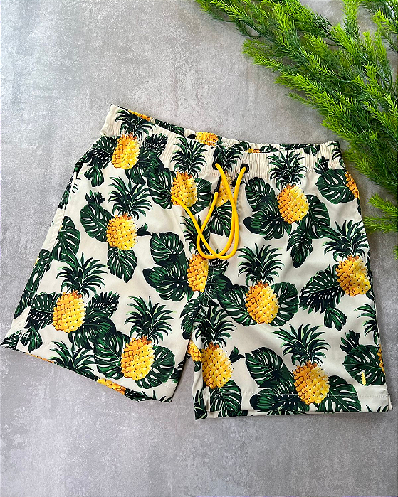Shorts Swim Stripes Pineaple Red Feather