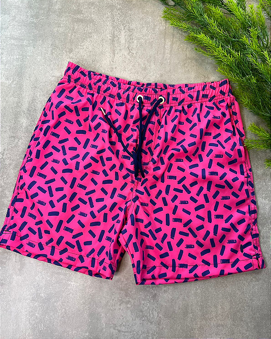 Shorts Swim Strokes Pink Red Feather