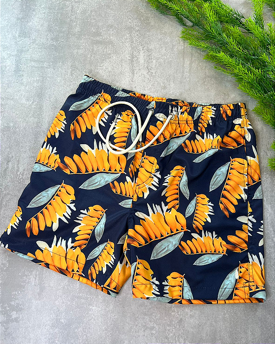 Shorts Swim Modern Leaves Red Feather