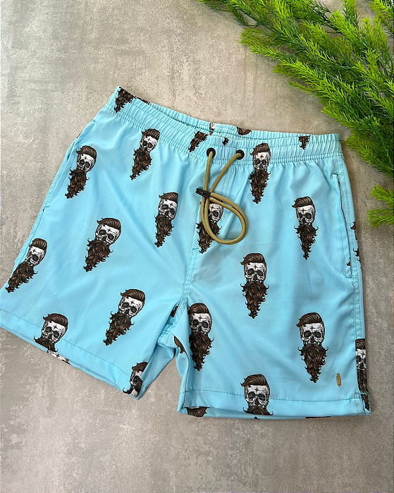 Shorts Swim Skull Hipster Red Feather