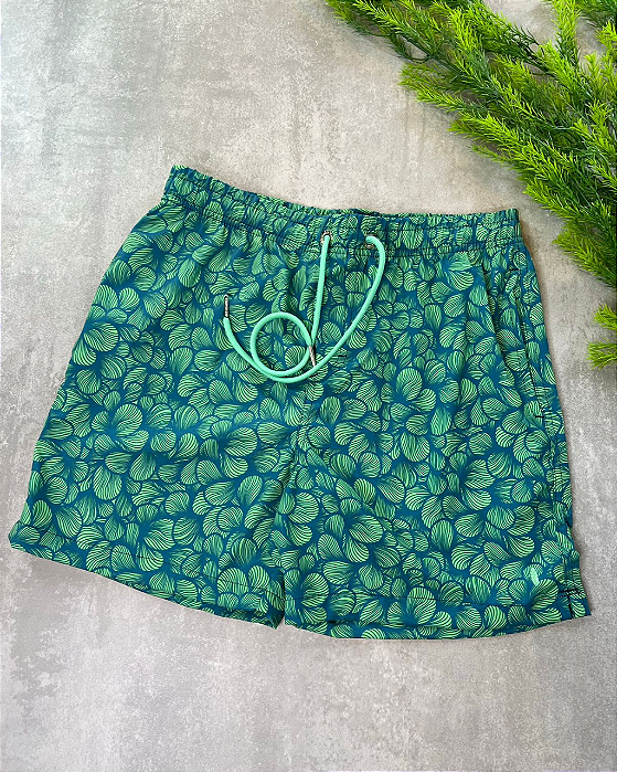 Shorts Swim Green Orchids Red Feather
